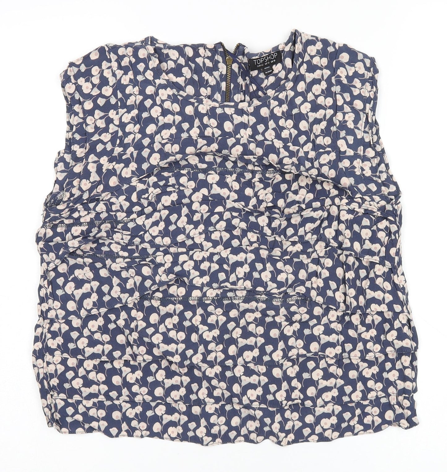 Womens UK Size 14 Topshop Blue Cropped T-Shirt