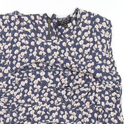 Womens UK Size 14 Topshop Blue Cropped T-Shirt