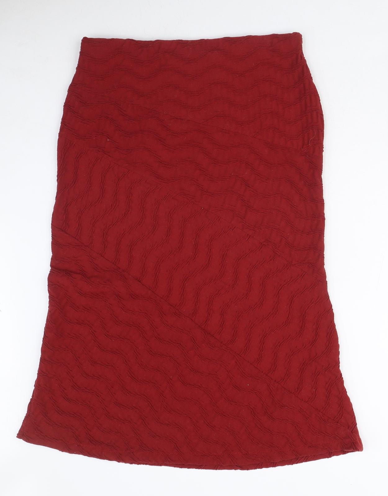 Per Una Womens Red Polyester A-Line Skirt Size 12 - Textured