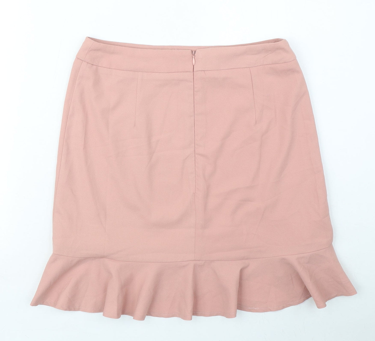 FOREVER 21 Womens Pink Polyester Mini Skirt Size M Zip - Frill Hem