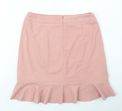 FOREVER 21 Womens Pink Polyester Mini Skirt Size M Zip - Frill Hem