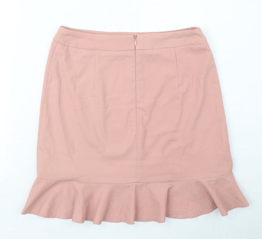 FOREVER 21 Womens Pink Polyester Mini Skirt Size M Zip - Frill Hem