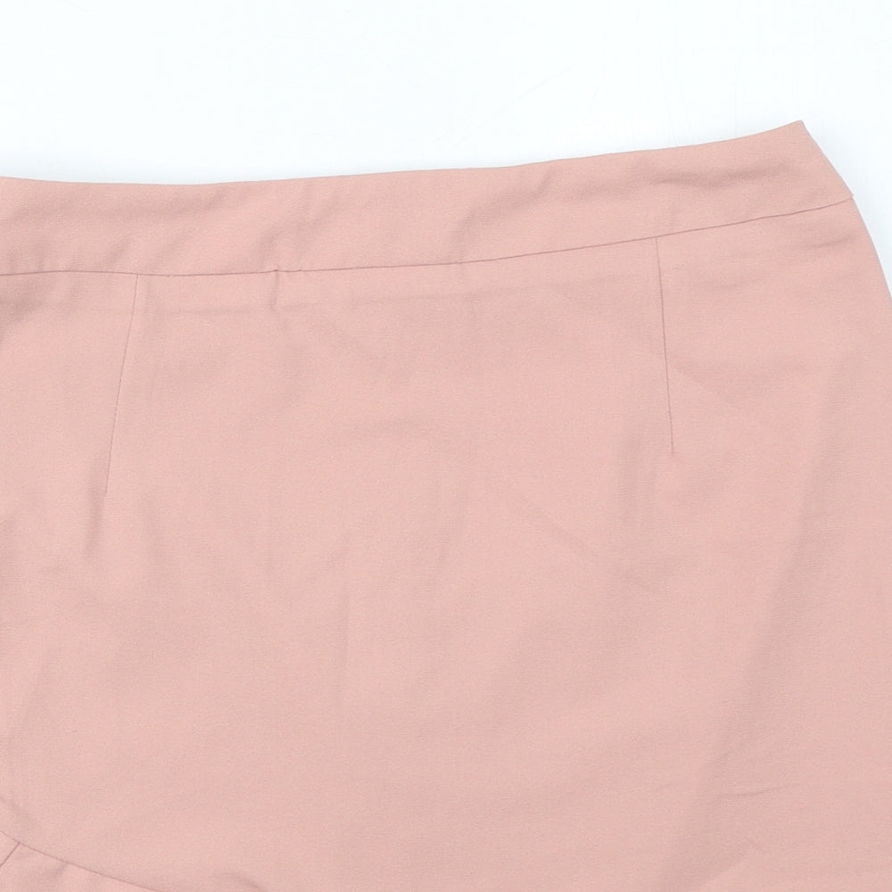 FOREVER 21 Womens Pink Polyester Mini Skirt Size M Zip - Frill Hem