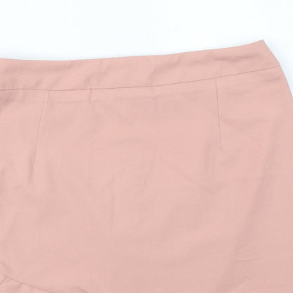 FOREVER 21 Womens Pink Polyester Mini Skirt Size M Zip - Frill Hem