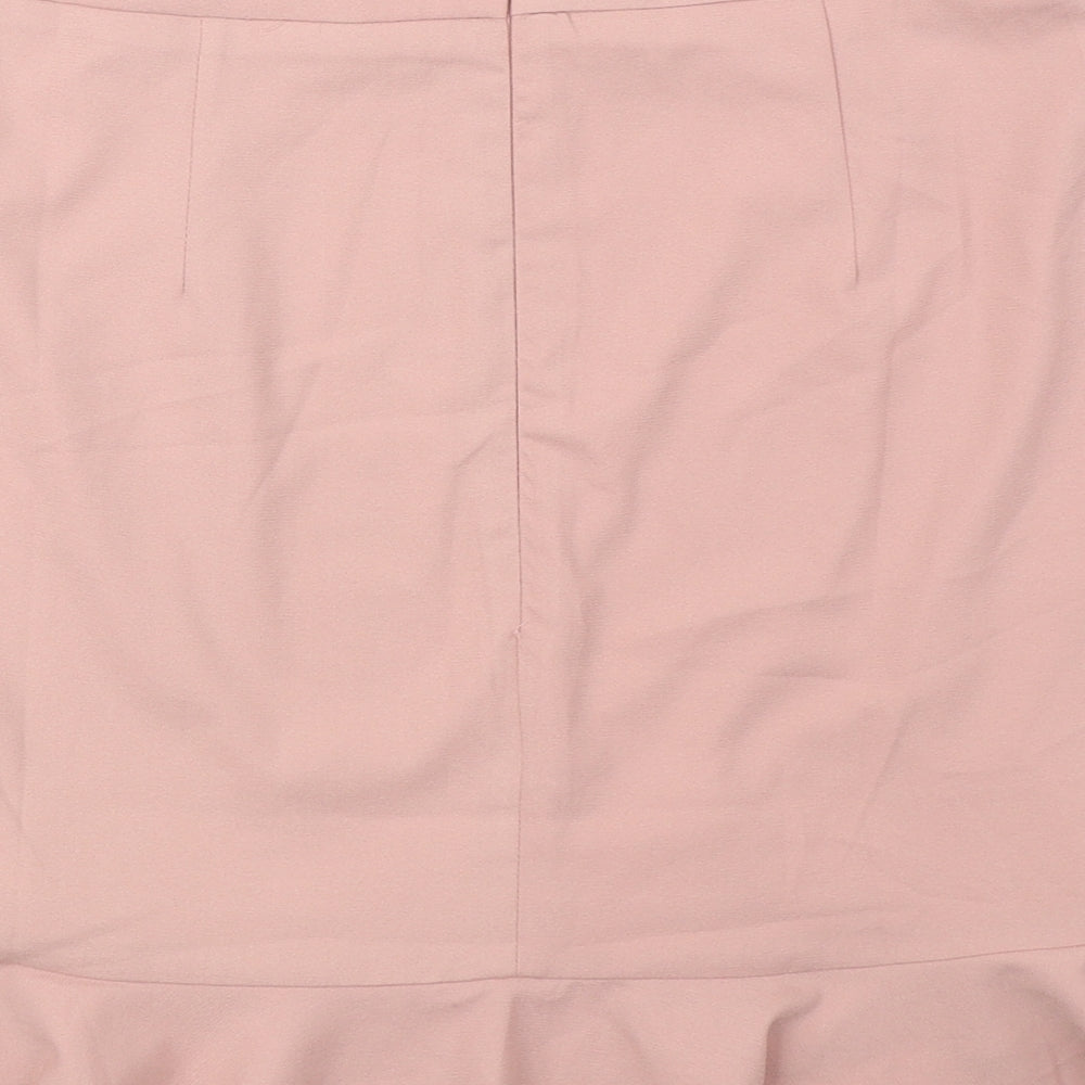 FOREVER 21 Womens Pink Polyester Mini Skirt Size M Zip - Frill Hem