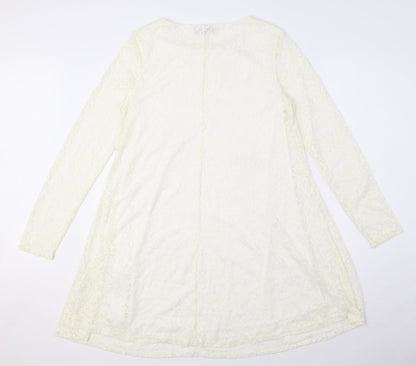Select Womens White Polyamide A-Line Size 12 Round Neck Pullover
