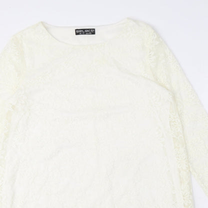 Select Womens White Polyamide A-Line Size 12 Round Neck Pullover