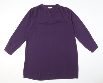 Jasminah Womens Purple Polyester T-Shirt Dress Size S V-Neck Pullover - Size S-M