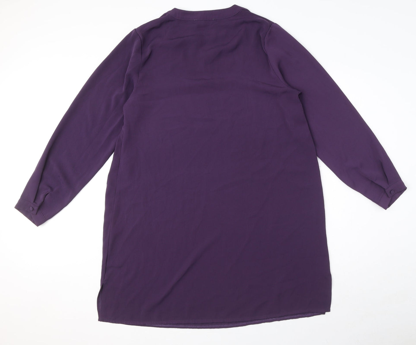 Jasminah Womens Purple Polyester T-Shirt Dress Size S V-Neck Pullover - Size S-M