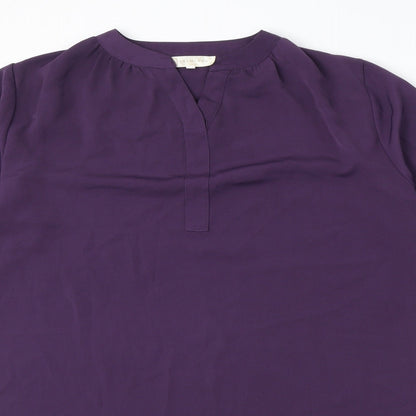 Jasminah Womens Purple Polyester T-Shirt Dress Size S V-Neck Pullover - Size S-M