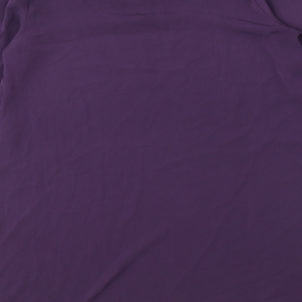 Jasminah Womens Purple Polyester T-Shirt Dress Size S V-Neck Pullover - Size S-M