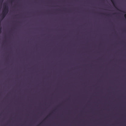 Jasminah Womens Purple Polyester T-Shirt Dress Size S V-Neck Pullover - Size S-M