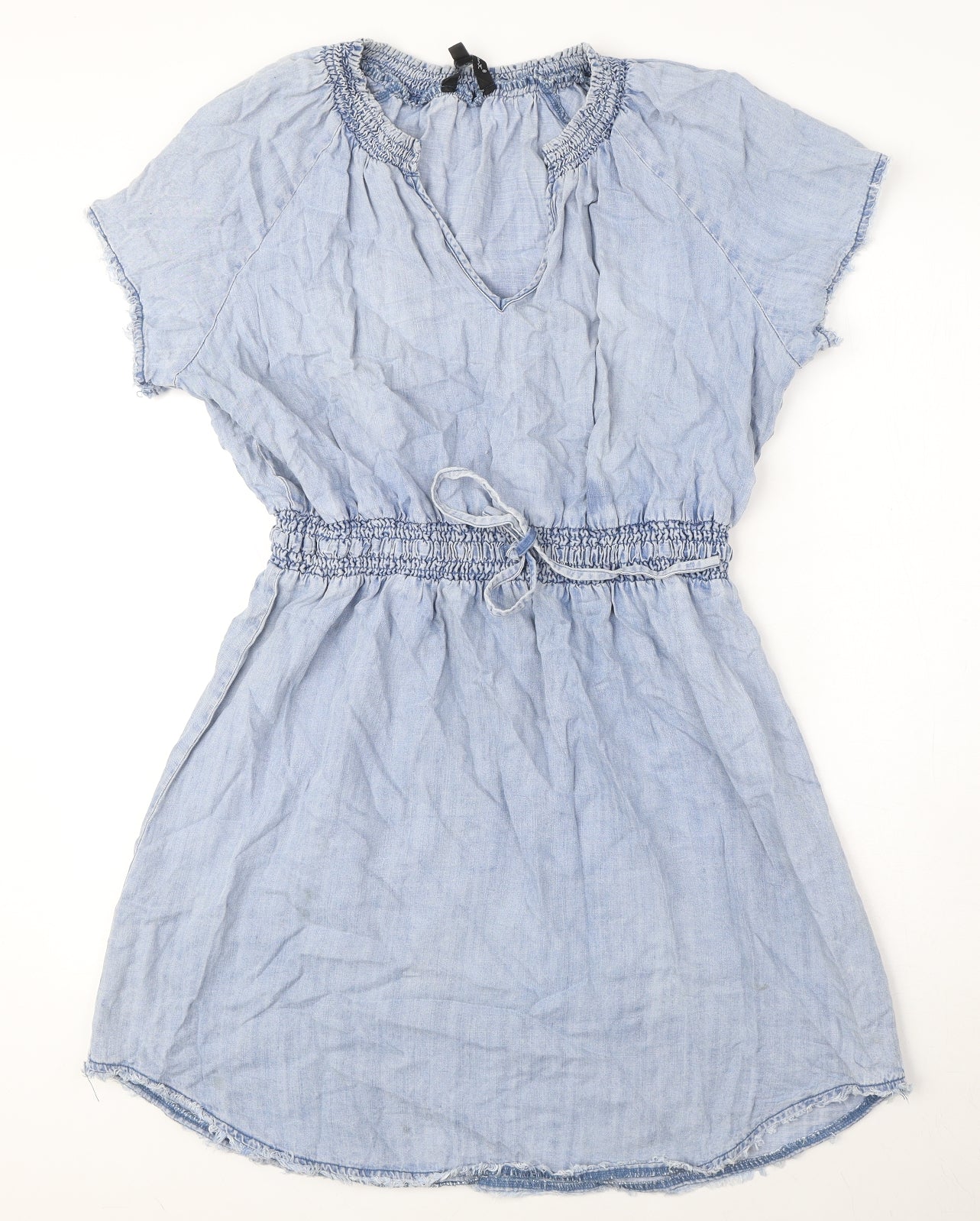 Velvet Heart Womens Blue Lyocell A-Line Size L V-Neck Pullover - Distressed Hem
