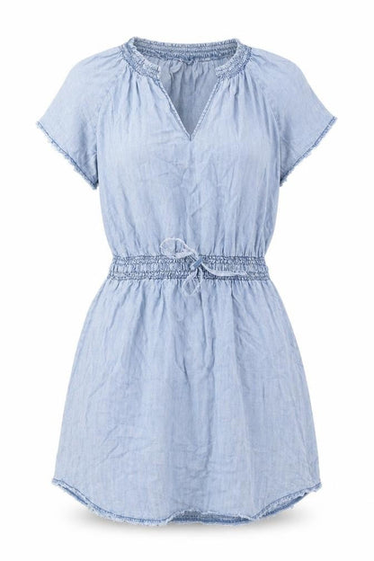Velvet Heart Womens Blue Lyocell A-Line Size L V-Neck Pullover - Distressed Hem
