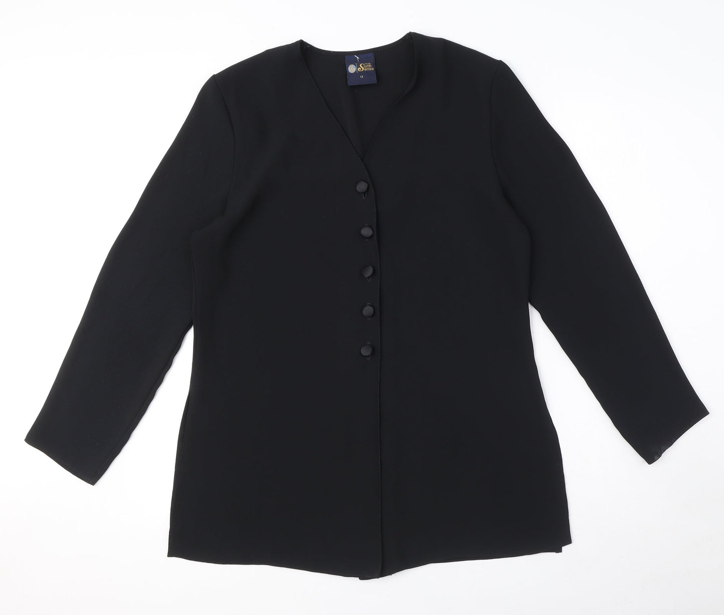 Womens UK Size 12 Your Sixth Sense Black Basic Button-Up