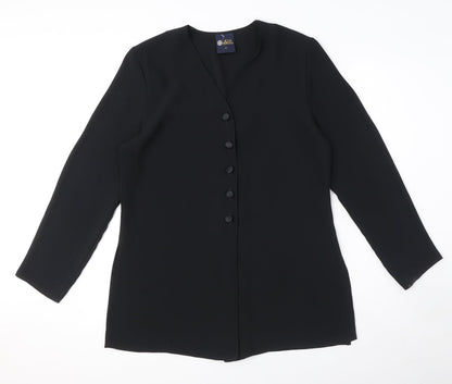 Womens UK Size 12 Your Sixth Sense Black Basic Button-Up