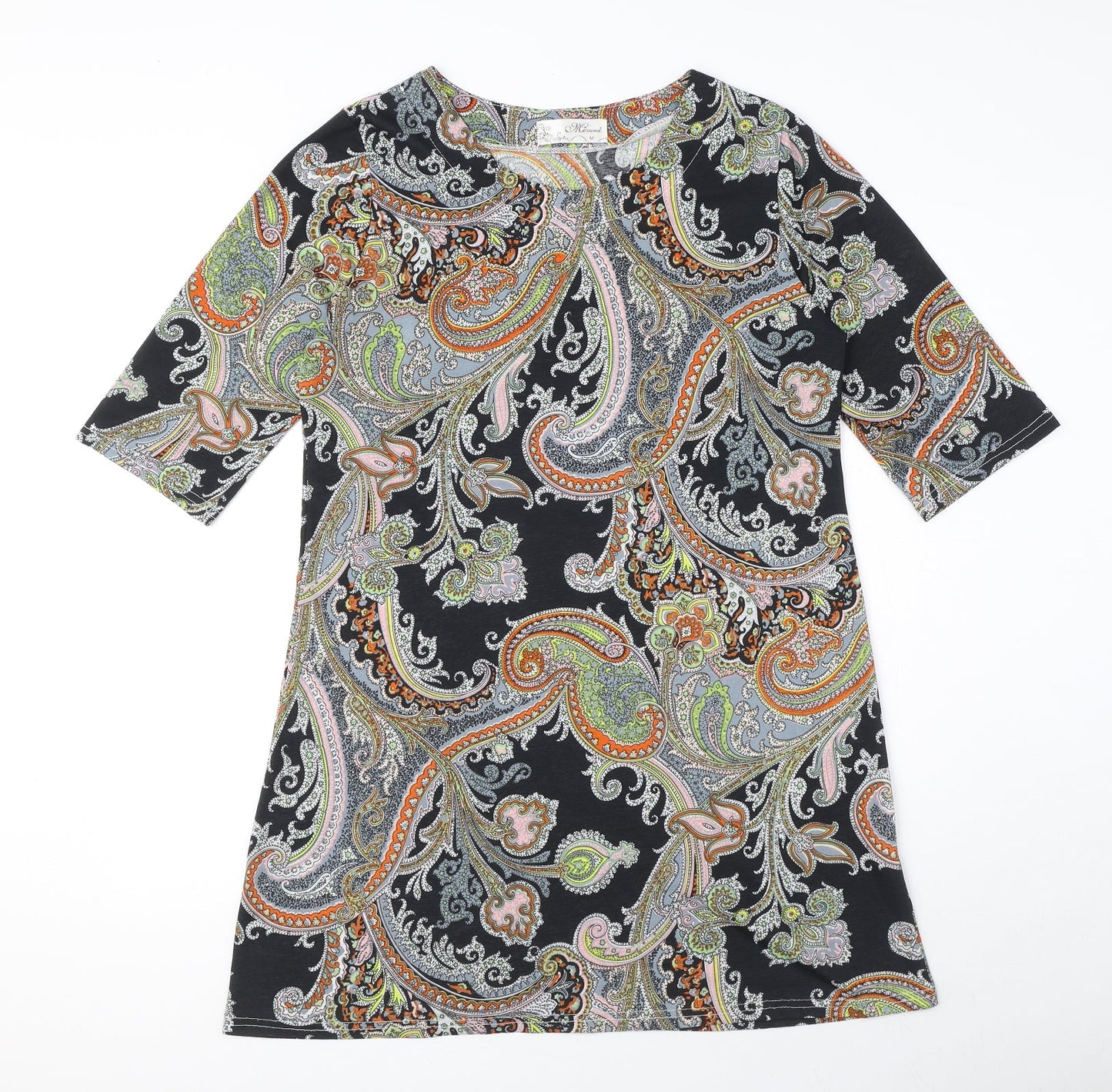 Vciuimi Womens Multicoloured Paisley Polyester T-Shirt Dress Size M Round Neck Pullover