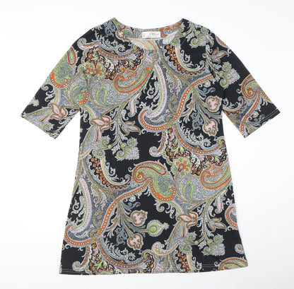 Vciuimi Womens Multicoloured Paisley Polyester T-Shirt Dress Size M Round Neck Pullover