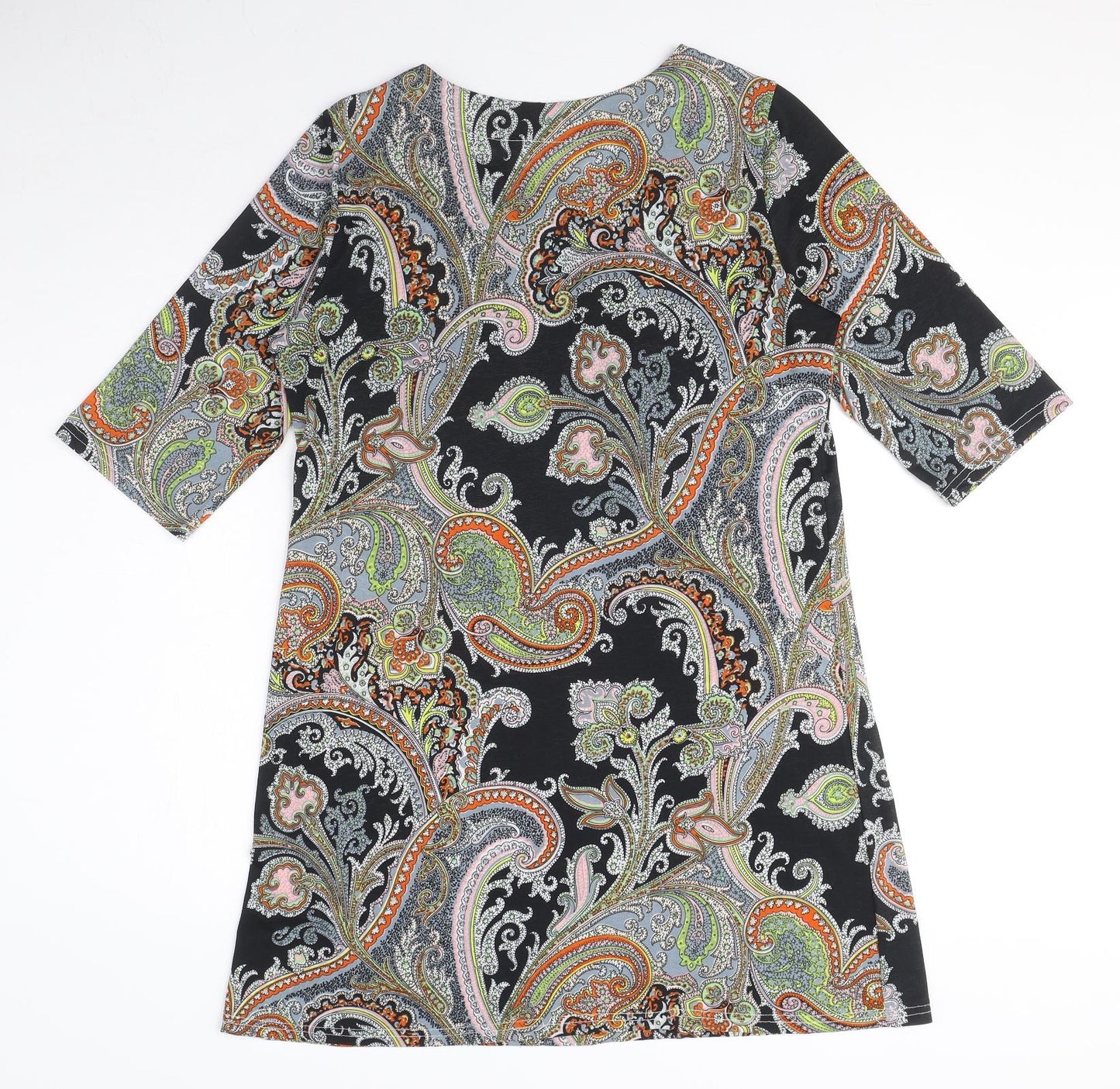 Vciuimi Womens Multicoloured Paisley Polyester T-Shirt Dress Size M Round Neck Pullover