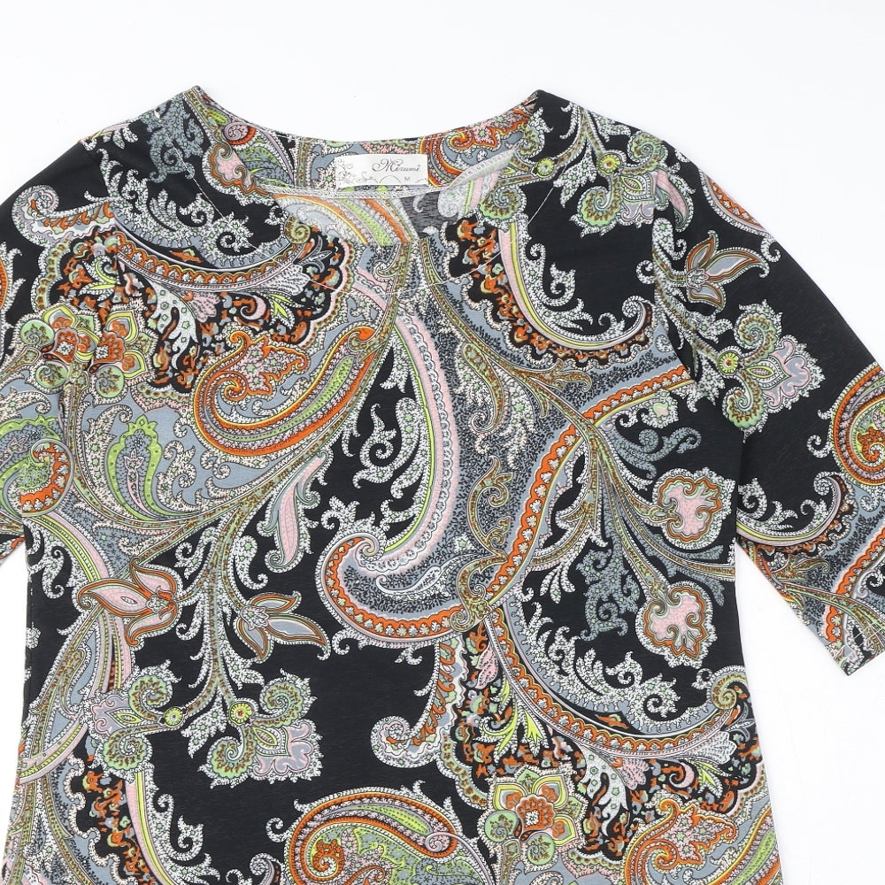 Vciuimi Womens Multicoloured Paisley Polyester T-Shirt Dress Size M Round Neck Pullover