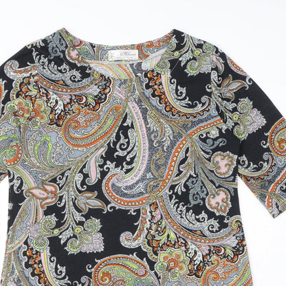 Vciuimi Womens Multicoloured Paisley Polyester T-Shirt Dress Size M Round Neck Pullover