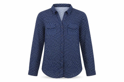 Womens UK Size L Passport Blue Basic Button-Up