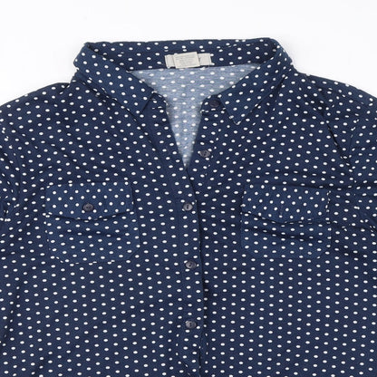 Womens UK Size L Passport Blue Basic Button-Up