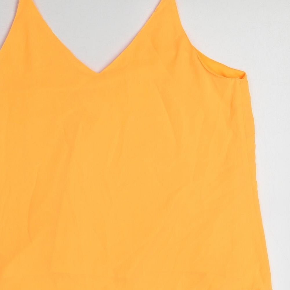 Japna Womens Orange Polyester Camisole Blouse Size 10 V-Neck