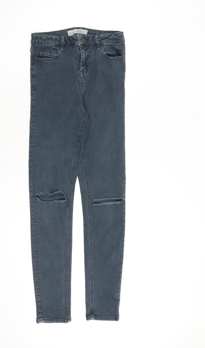 Topshop Womens Blue Cotton Straight Jeans Size 26 in L32 in Regular Zip