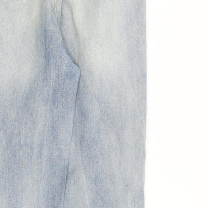 PRETTYLITTLETHING Womens Blue Cotton Straight Jeans Size 10 L28 in Regular Zip