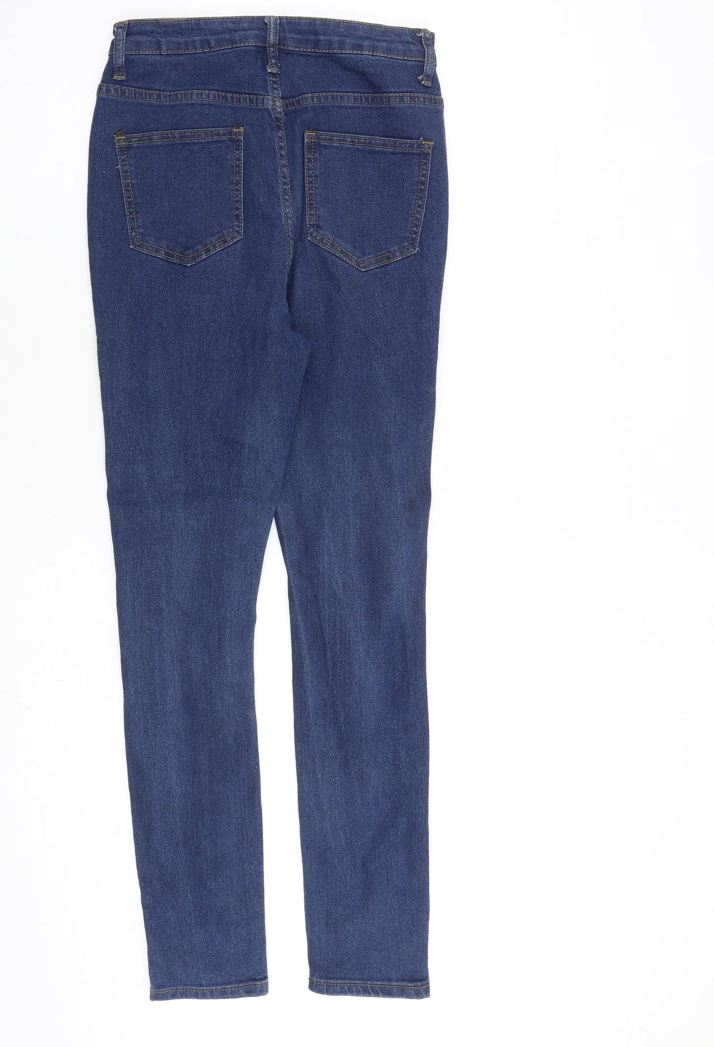 Boohoo Womens Blue Cotton Straight Jeans Size 6 L30 in Regular Zip