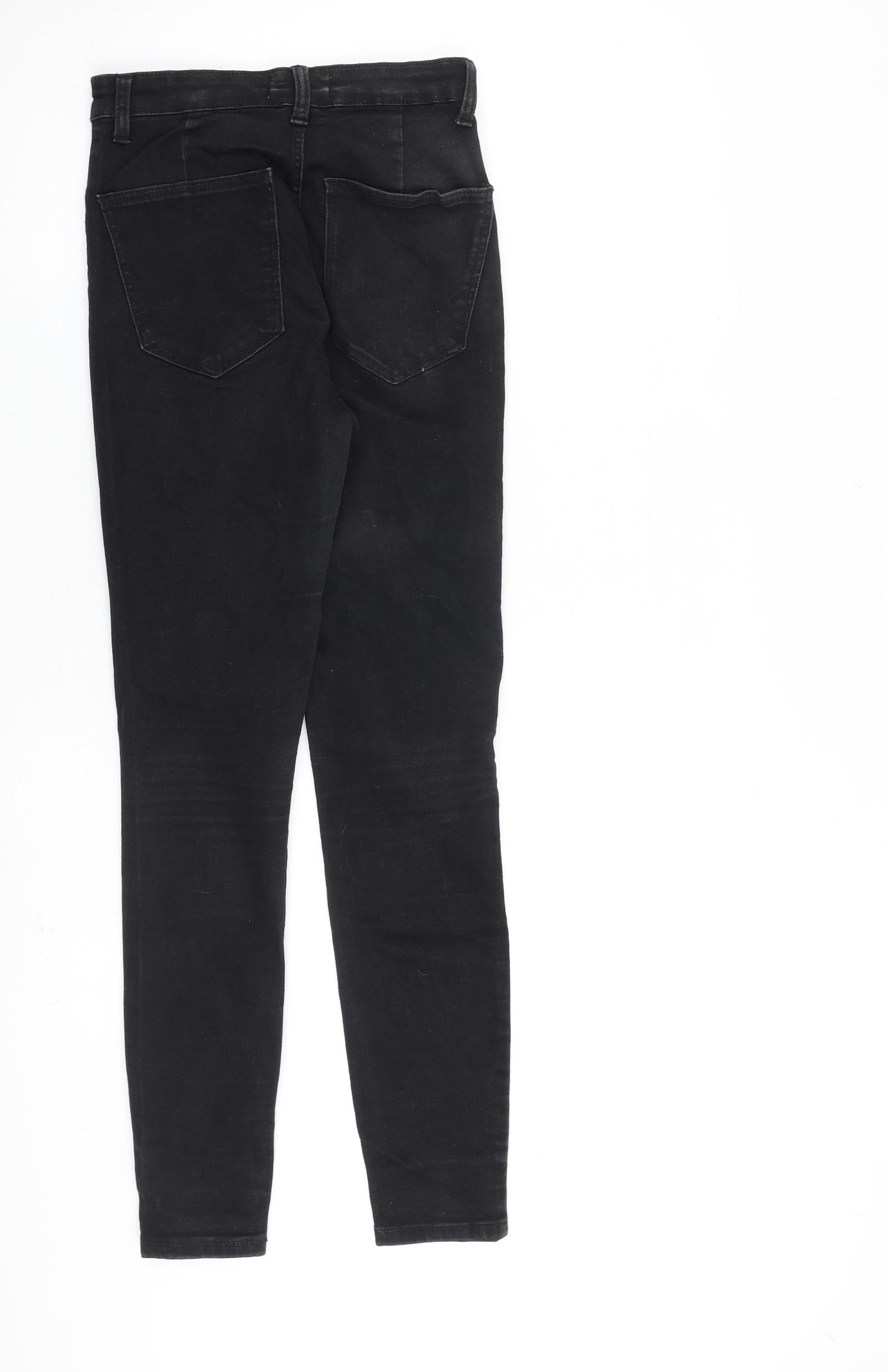 Zara Womens Black Cotton Straight Jeans Size 8 L28 in Regular Zip