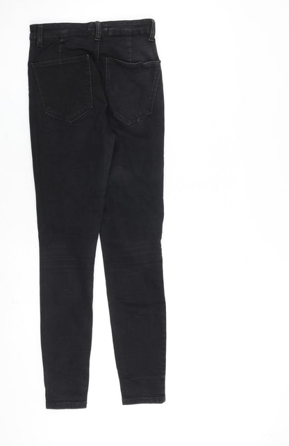 Zara Womens Black Cotton Straight Jeans Size 8 L28 in Regular Zip