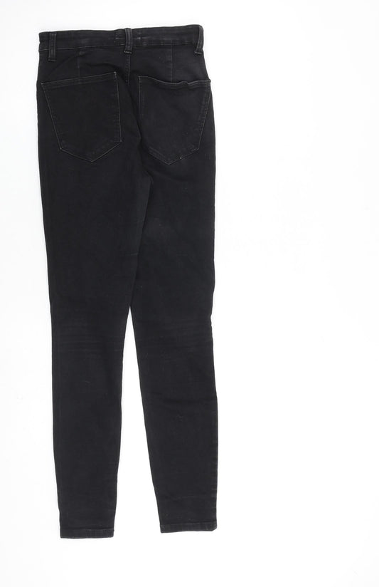 Zara Womens Black Cotton Straight Jeans Size 8 L28 in Regular Zip