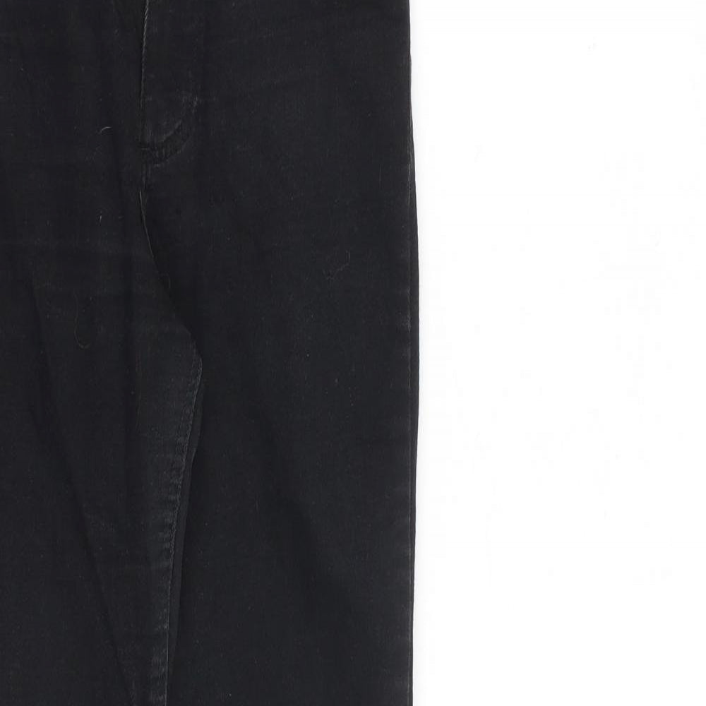 Zara Womens Black Cotton Straight Jeans Size 8 L28 in Regular Zip