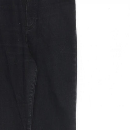 Zara Womens Black Cotton Straight Jeans Size 8 L28 in Regular Zip