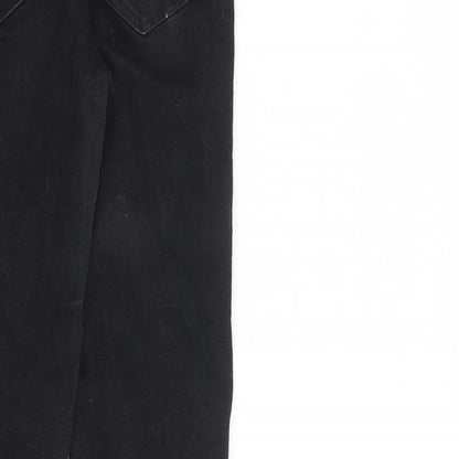Zara Womens Black Cotton Straight Jeans Size 8 L28 in Regular Zip