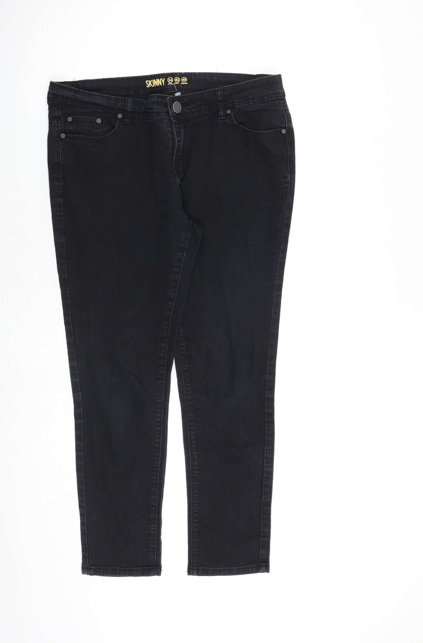 Denim & Co. Womens Black Cotton Skinny Jeans Size 14 L26 in Regular Zip
