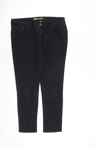 Denim & Co. Womens Black Cotton Skinny Jeans Size 14 L26 in Regular Zip
