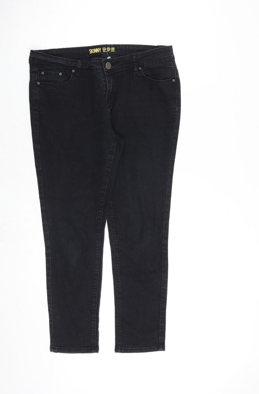 Denim & Co. Womens Black Cotton Skinny Jeans Size 14 L26 in Regular Zip