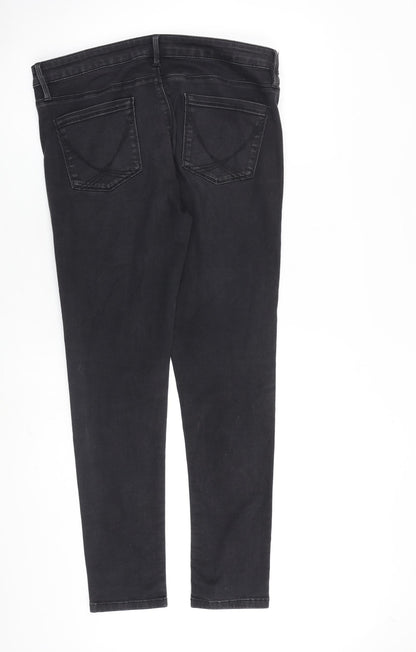 Oasis Womens Grey Cotton Skinny Jeans Size 16 L30 in Regular Zip