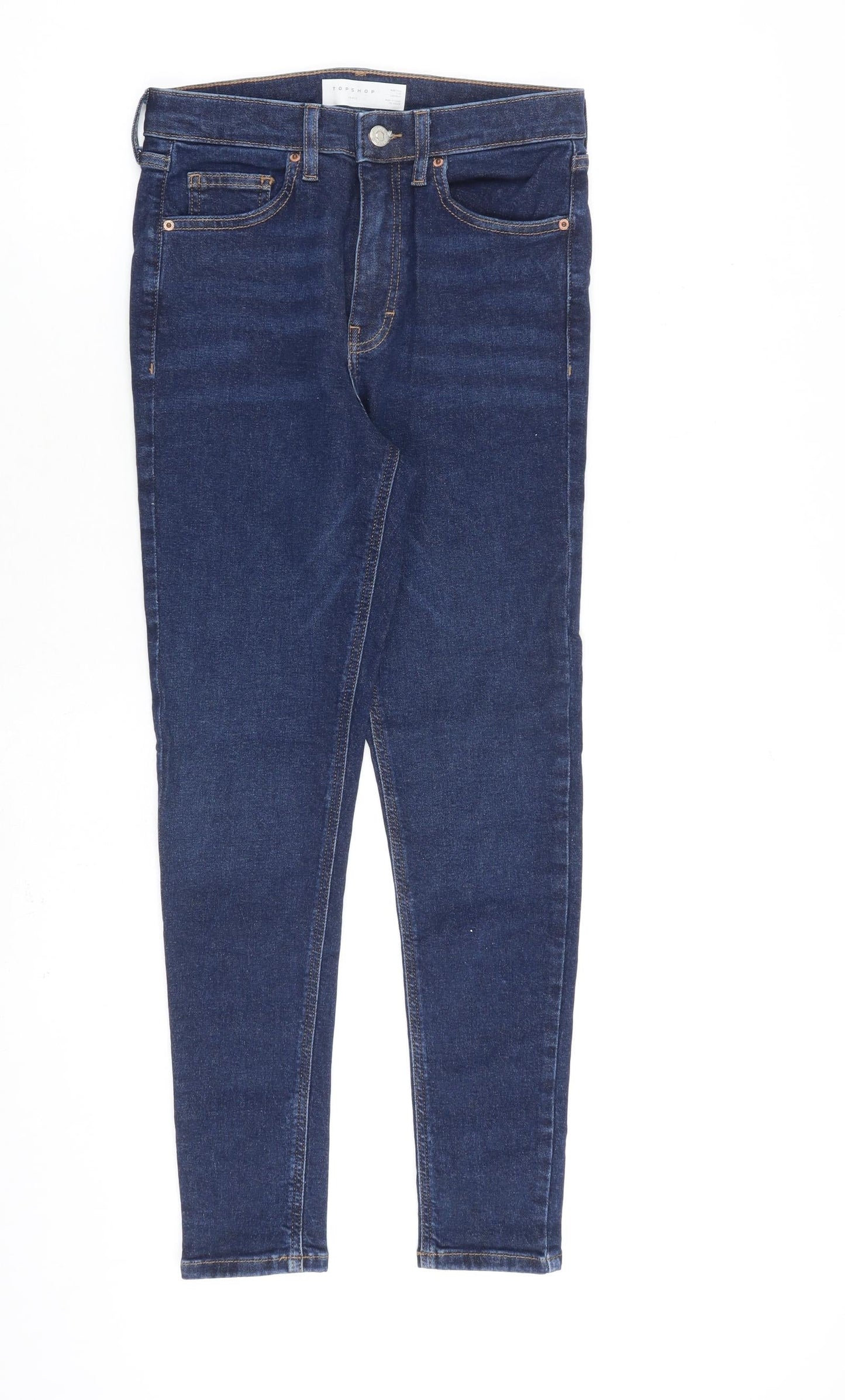Topshop Womens Blue Cotton Skinny Jeans Size 28 in L30 in Regular Zip