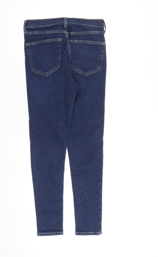 Topshop Womens Blue Cotton Skinny Jeans Size 28 in L30 in Regular Zip