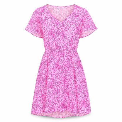 Marks and Spencer Womens Pink Animal Print Viscose A-Line Size 8 V-Neck Pullover