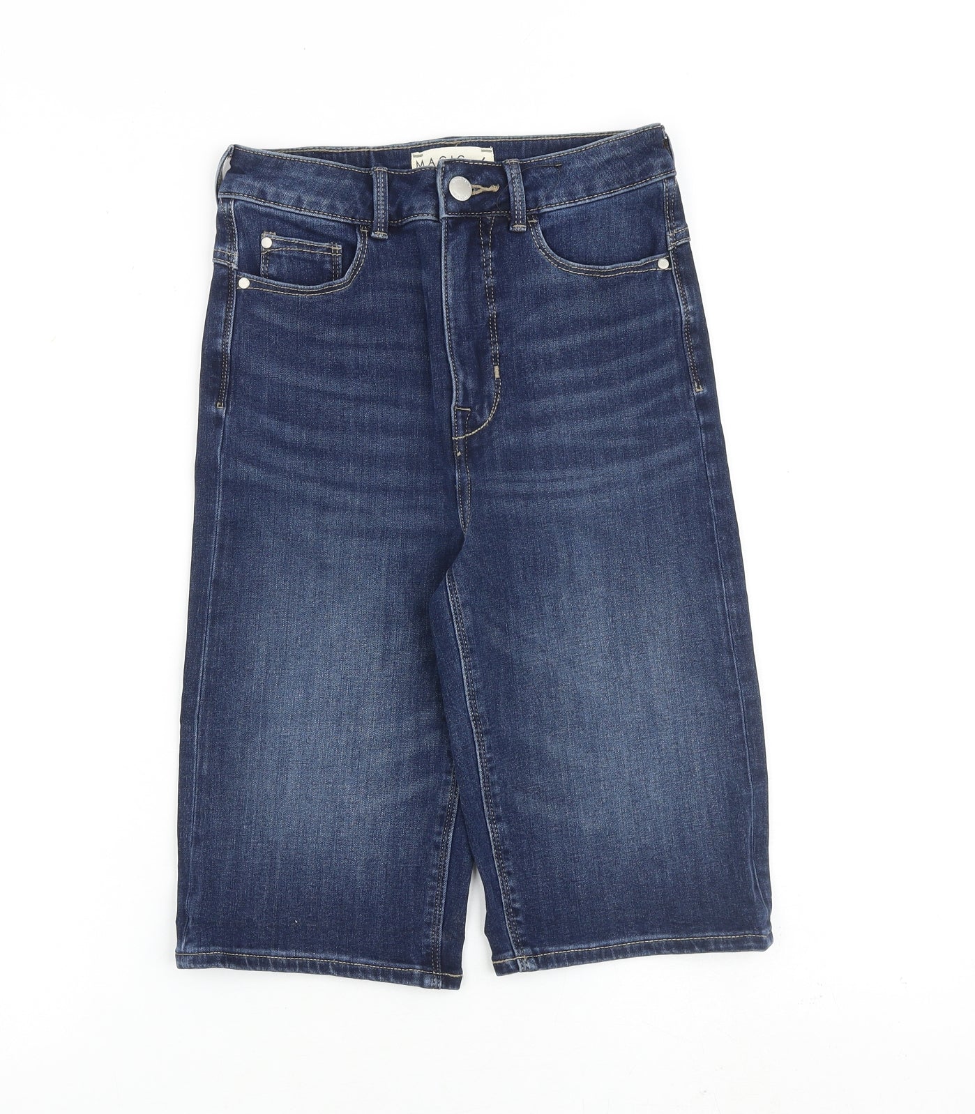 Marks and Spencer Womens Blue Cotton Biker Shorts Size 6 L12 in Regular Zip