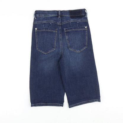 Marks and Spencer Womens Blue Cotton Biker Shorts Size 6 L12 in Regular Zip