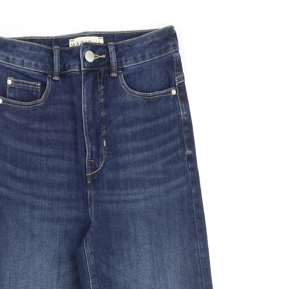 Marks and Spencer Womens Blue Cotton Biker Shorts Size 6 L12 in Regular Zip