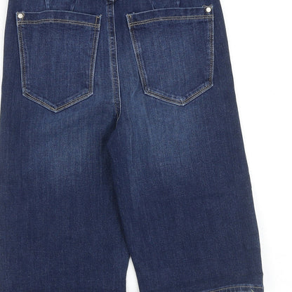Marks and Spencer Womens Blue Cotton Biker Shorts Size 6 L12 in Regular Zip