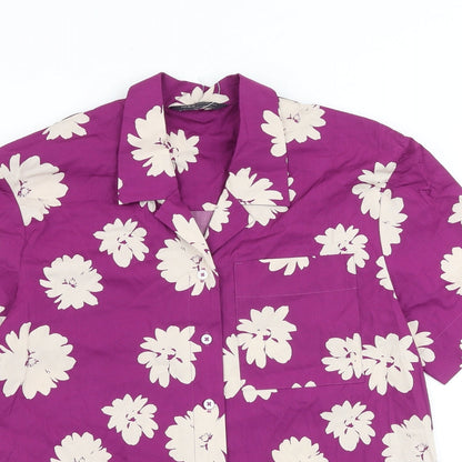 Womens UK Size 10 Marks and Spencer Purple Basic Button-Up