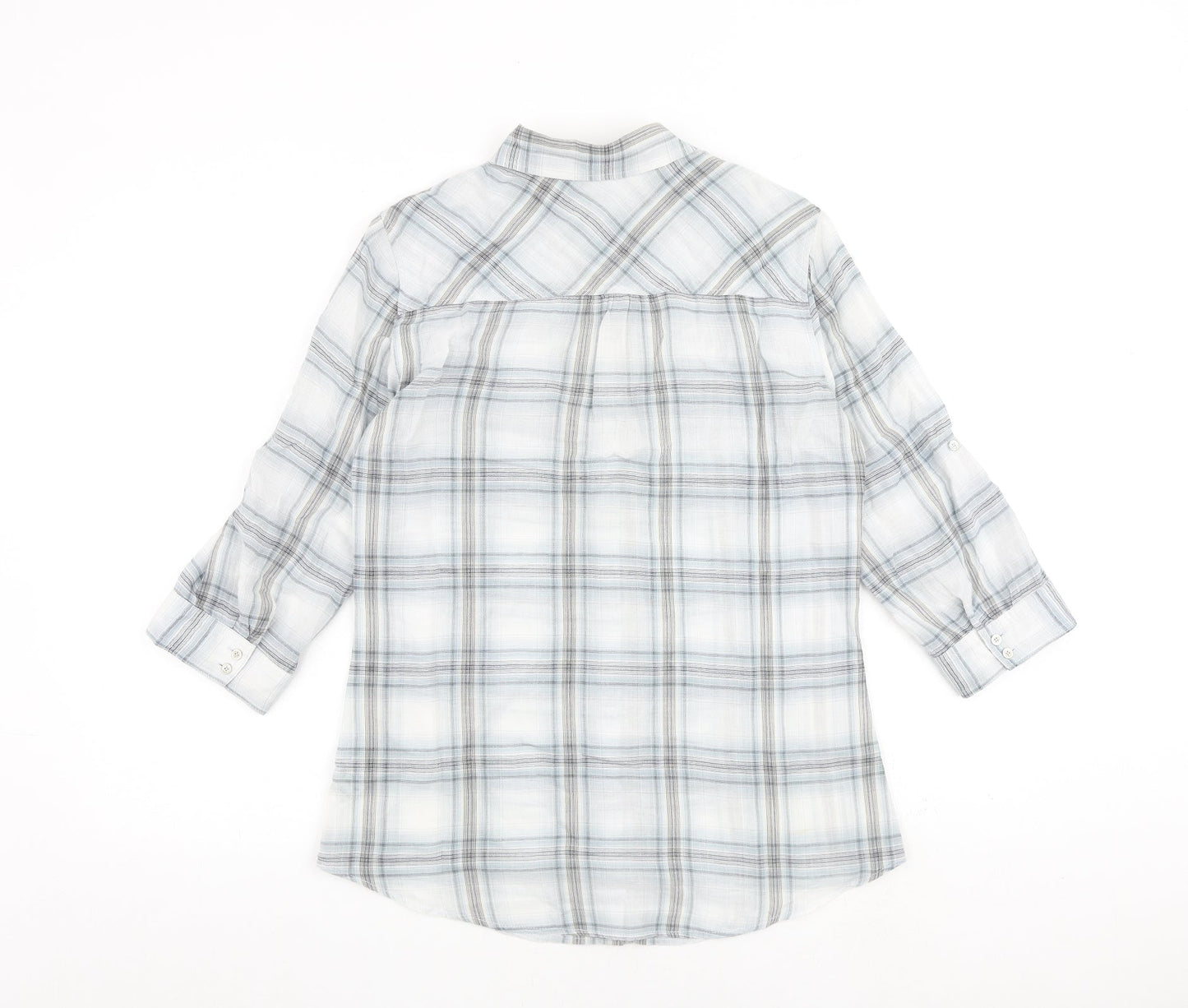 Autograph Womens Grey Check 100% Cotton Basic Button-Up Size 10 Collared